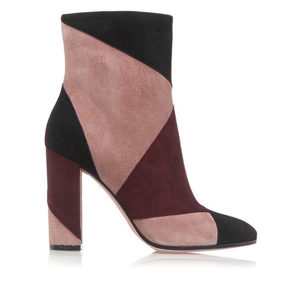 EUC Gianvito Rossi Patchwork Suede High Heel Boots Booties - NET A PORTER